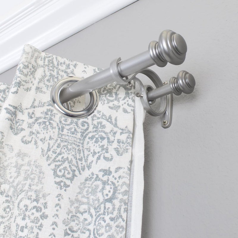 Decopolitan Urn Telescoping Double Drapery Rod Set, 72-144-Inch, Antique Silver - Image 2