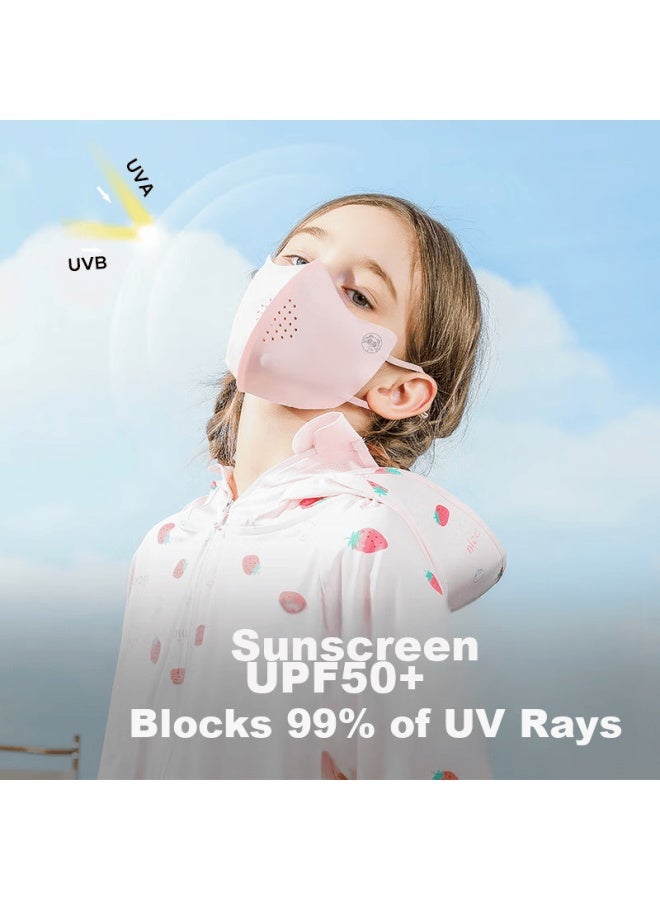 Moremerry Children's Sun Protection Face Mask For Boys And Girls, Uv-resistant Summer Sunshade Ice Silk Cool Breathable Face Cover, Mica Gray, Size M - Image 4