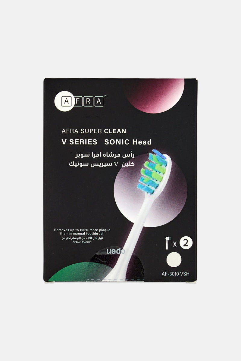 AFRA 2 Pcs Super Clean V Series Sonic Electric Toothbrush Head, White - Image 1