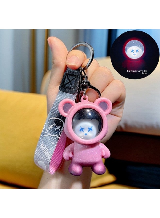 Luminous Backpack Keychain Trendy Lighted Luminous Starry Sky Astronaut Glossy Doll Car Keychain Small Gift 