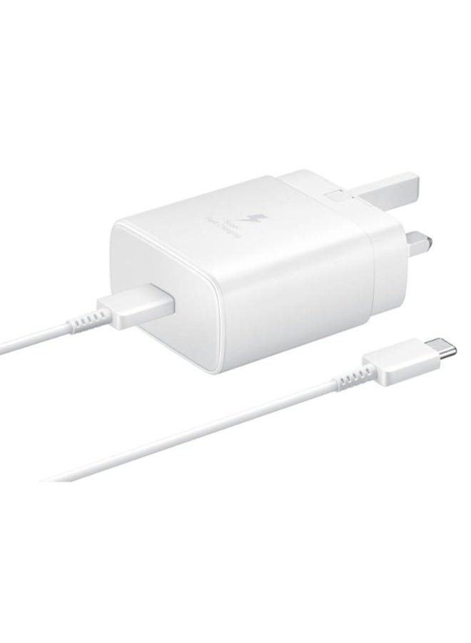 محول طاقة 45 واط بتقنية الشحن السريع، كابل USB-C إلى USB-C (5 أمبير)، متوافق مع جميع هواتف سامسونج الذكية، لون أبيض - Image 2