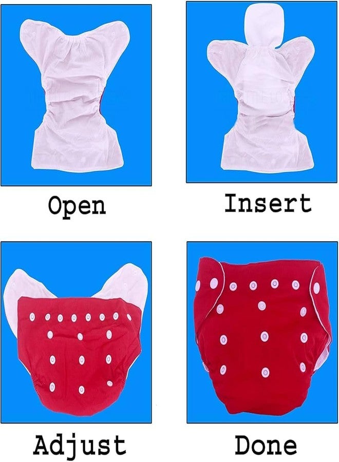 ASJAR Adjustable Reusable & Washable Cloth Diaper With Absorbent Insert Comfortable For Baby Boy & Girls(Pack Of 2 & 3) (Size : S,M,L) Multicolor (3, Assorted, S) - Image 2