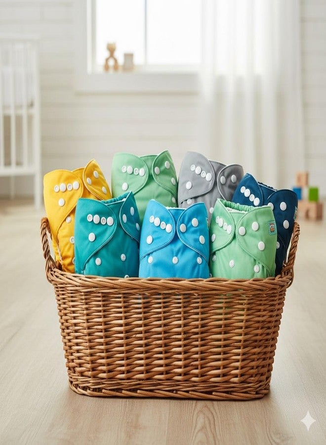 ASJAR Adjustable Reusable & Washable Cloth Diaper With Absorbent Insert Comfortable For Baby Boy & Girls(Pack Of 2 & 3) (Size : S,M,L) Multicolor (3, Assorted, S) - Image 5