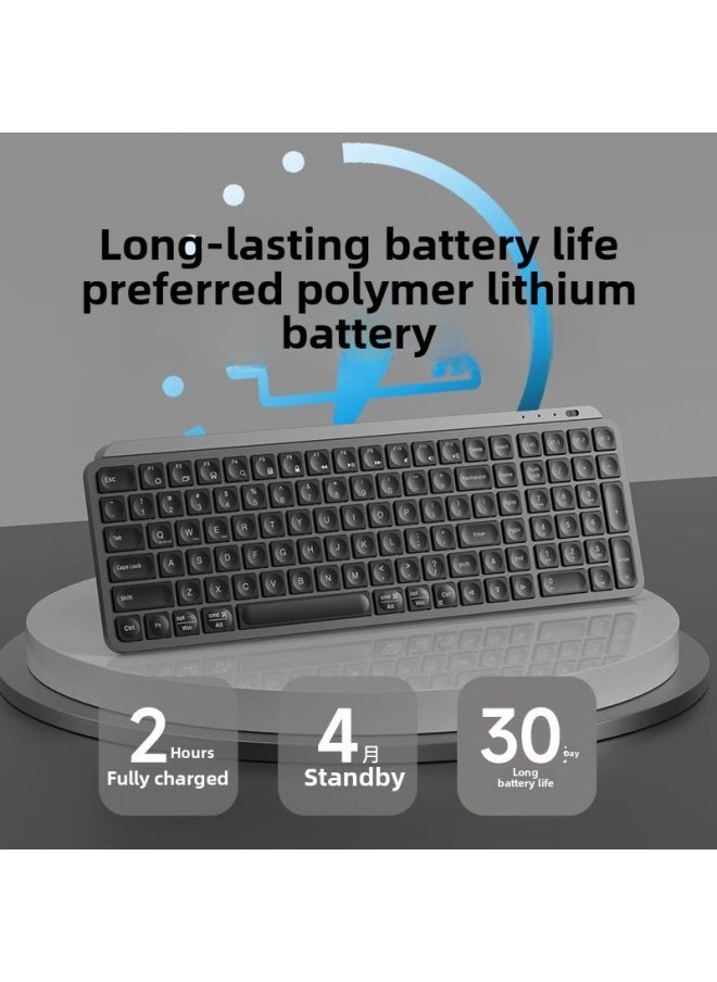 Generic - Mute Wireless Bluetooth Keyboard Mouse Mouse Suit Desktop Laptop Business Office Rechargeable Metallic Paint-Color:Silver White  3.0 Bluetooth + 5.0 Bluetooth + 2.4g Receiver - Image 1