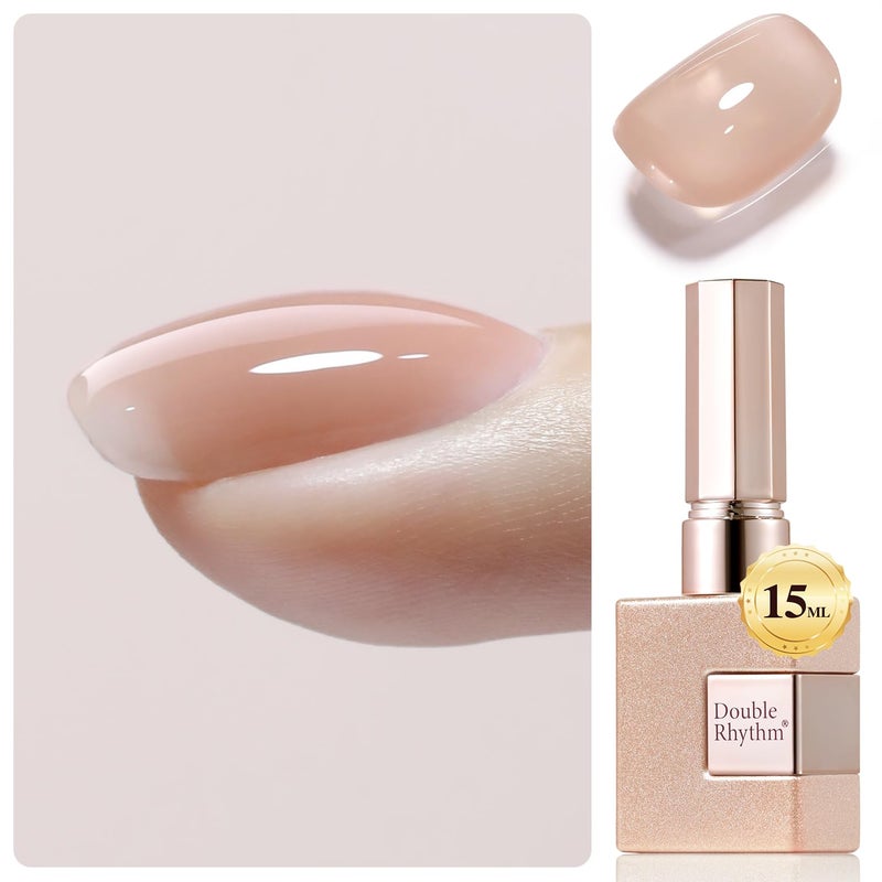 Double Rhythm Clear Gel Nail Polish 15ml Nail Strengthener Builder in a Bottle Nail Extension Hard Gel Soak Off Long Lasting UV Gel (Light Nude 8 in 1-6) - Image 1