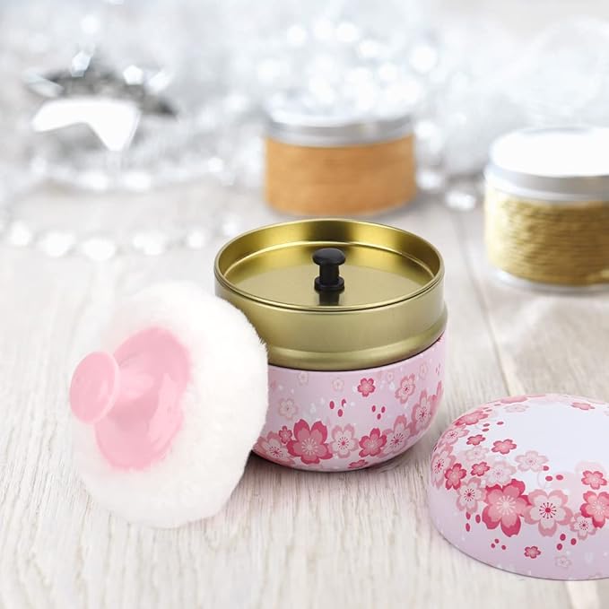 LIONVISON Baby Powder Puff Box Medicated Talcum Powder Case with Soft Powder Puff Storage Jar for Coffee Beans Candies Small ItemsGreen