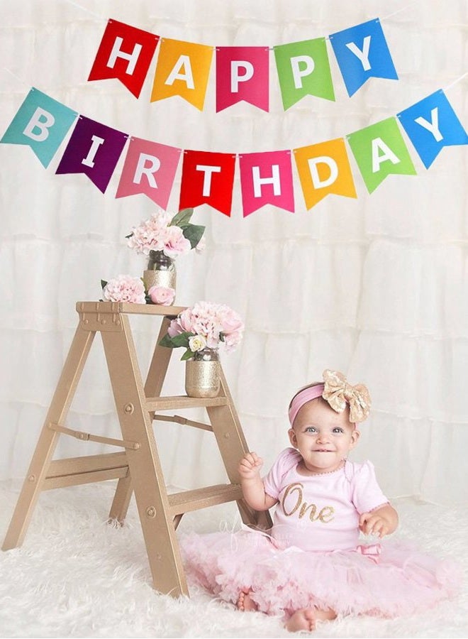 FECEDY Colorful Happy Birthday Banner Bunting - Image 3