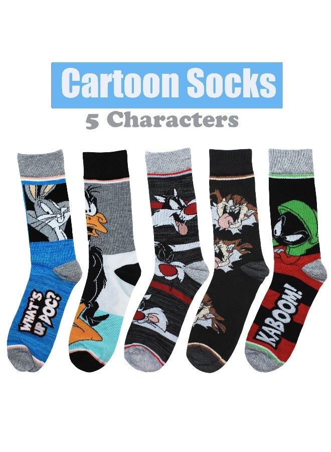Colorful Cartoon Socks for Men - 5 Pack of Fun and Quirky Character Patterned Cotton Dress Crew Socks for Women and Men, Perfect for Adding a Touch of Whimsy to Your Wardrobe! - Image 4