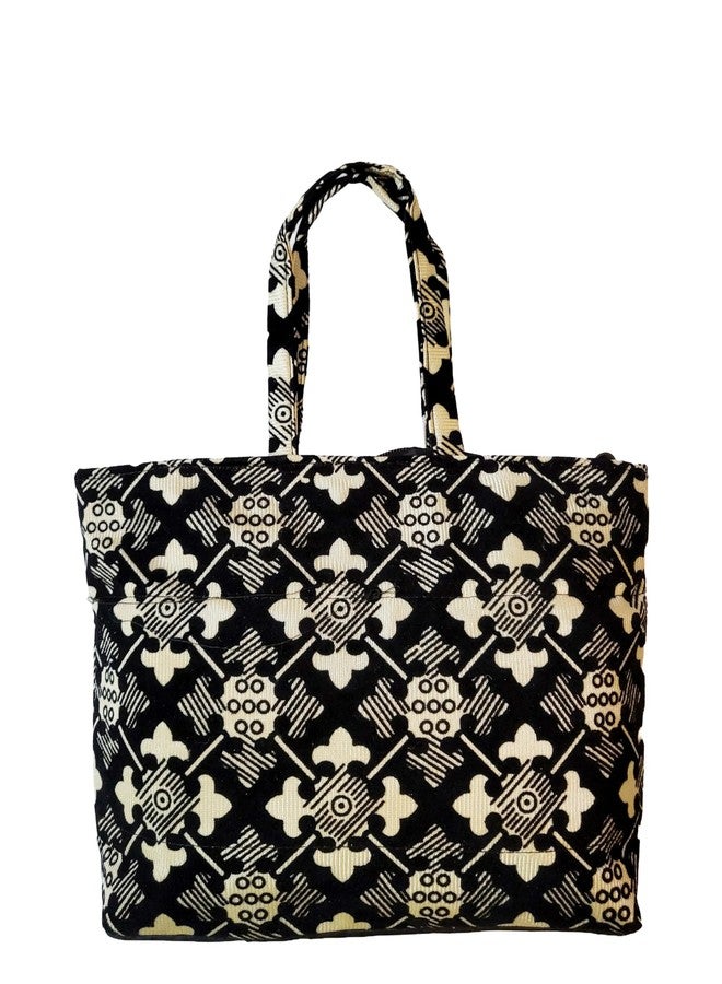 CLASSIQUE Shantiniketan Velvet Fabric Handbag Combo of 2 | Red+White Spacious & Eco-Friendly - Image 4