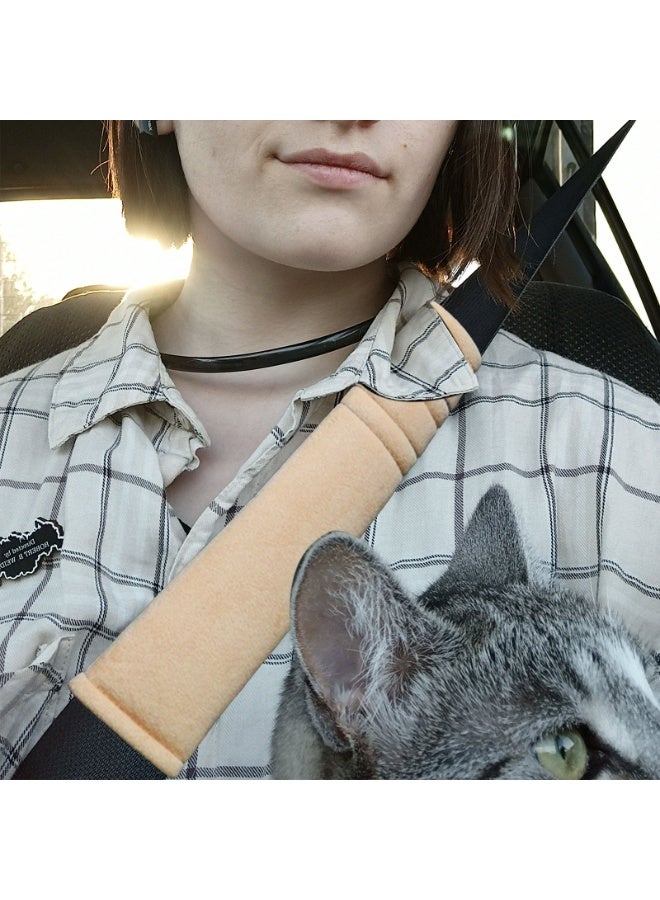 Universal Seat Belt Shoulder Protector，Ultra Soft Plush Thickened Car Seat Belt Shoulder Protector，Set of 2(khaki) - Image 2