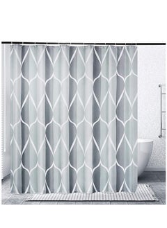 ستارة حمام من القماش الرمادي ، تصميم مقاوم للماء وبوليستر ، مجموعة ستائر الحمام للحمام W 72 x H 72 ، متينة وقابلة للغسل مع 12 خطاف