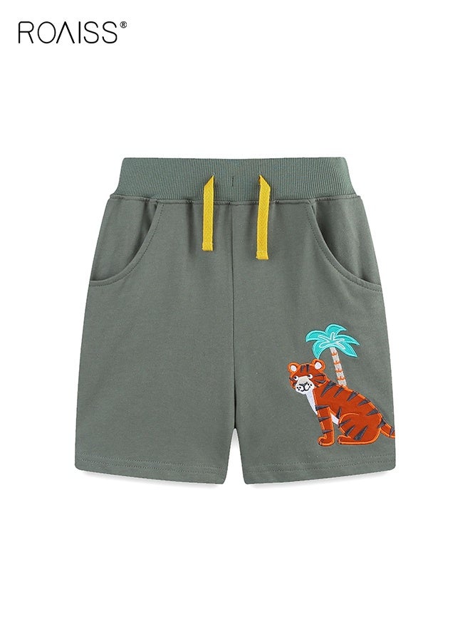 roaiss Little Boy T-Shirt and Shorts Set, Stylish 2-Piece Outfit for Boys, Summer Cotton Outfit with Dinosaur Pattern Top and Drawstring Shorts, Perfect for Daily Wear or Various Occasions - Image 3