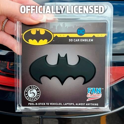 Fan Emblems Batman Car Emblem - 1989 Batwing Batarang Symbol 3D Auto Badge - Color: Matte Black - Size: 3.8 x 1.8 x 0.2 inches - Officially Licensed DC Car Accessories - Image 5