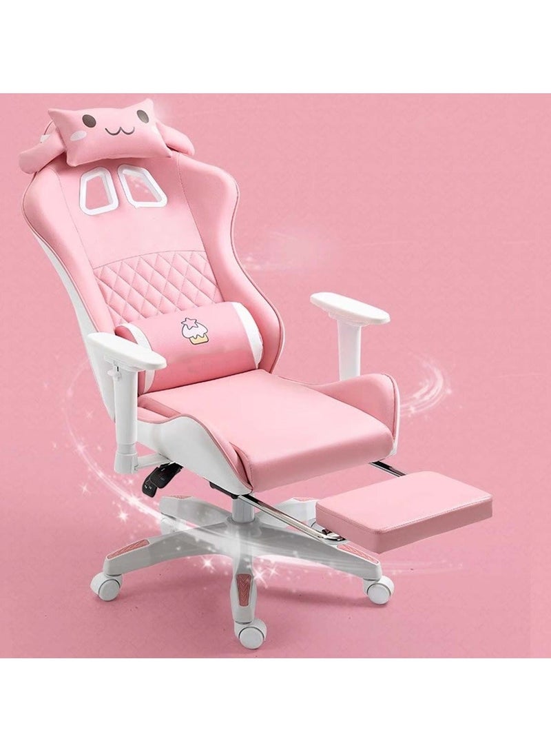 Huitich Pink Cartoon Gaming Chair with Footrest Ergonomic Comfort for Study & Gaming - Image 5
