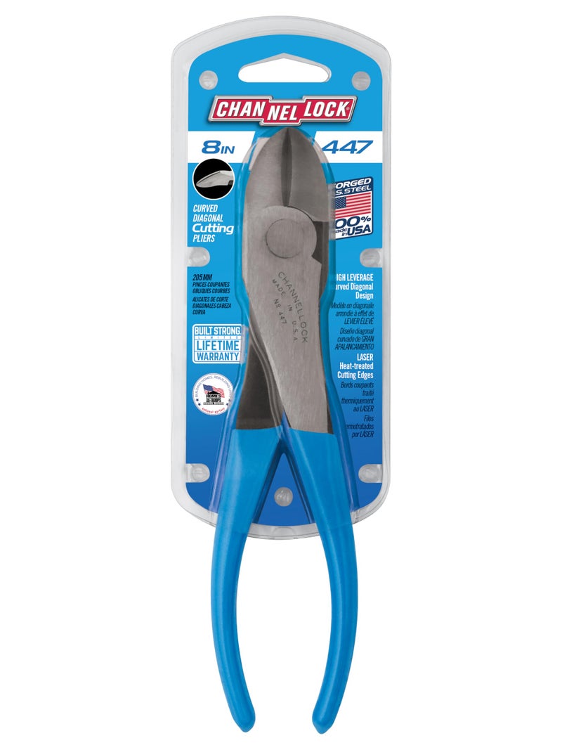 Channellock 447 GIDDS2-821226 Curved Jaw Diagonal Cutting Plier Grey/Blue, 7.5-Inch Curved Diagonal - Image 4