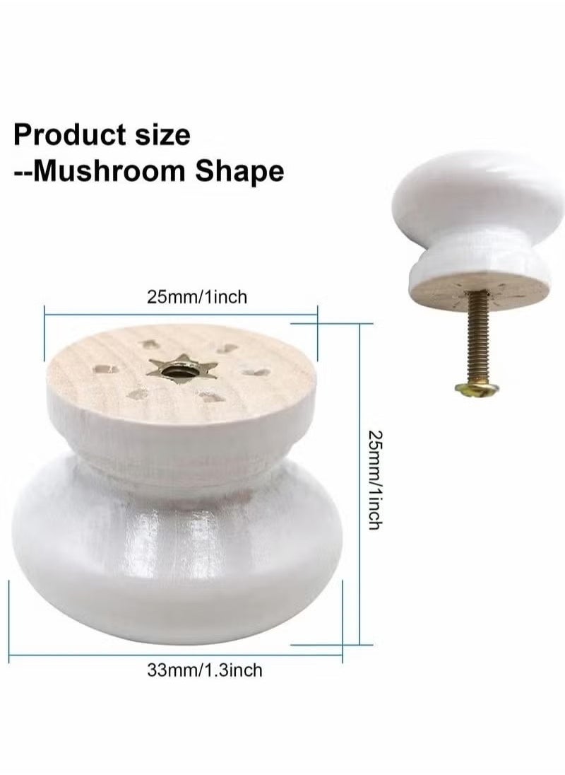 Unewshi Round Wood Cabinet Knobs, Mushroom Shape White Wooden Pulls, Drawer Dresser Cupboard Wardrobe (12pcs, Diameter: 1.34 Inch, Height: 1 Inch)  - Image 5