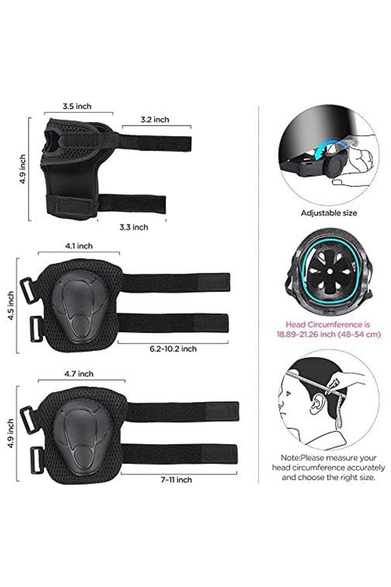 مجموعة خوذة ووسائد للأطفال، 7 من 1 خوذة قابلة للتعديل، وسائد للركبة، وسائد للكوع، وحراس للمعصم للأولاد والبنات من سن 3-8، ومعدات واقية للتزلج، والدراجات، والسكوتر، والقوارب - Image 2