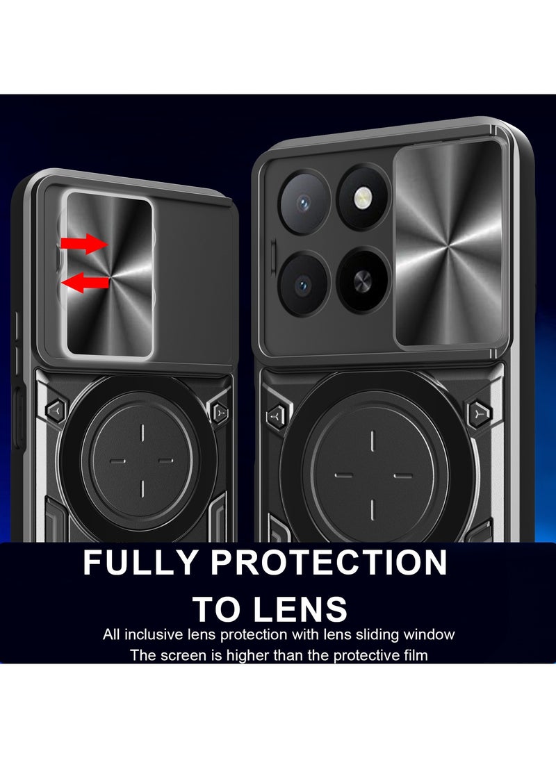 Case Cover Shockproof CD Protective Case with Camera Protection and Metal Ring Compatible with Honor X5B / Honor X5B Plus (Black) - Image 2