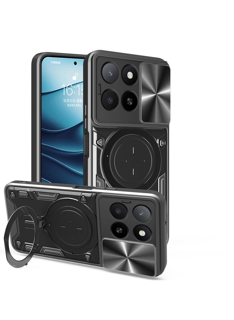 Case Cover Shockproof CD Protective Case with Camera Protection and Metal Ring Compatible with Honor X5B / Honor X5B Plus (Black) - Image 1