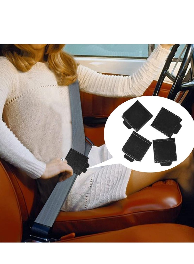 SYOSI Seat Belt Clip, Universal Comfort Car Seat Belt Adjuster Comfortable PU Leather Shoulder and Neck Belt Position Fixer Suitable for Children Adult Universal Car Seat Belt (4 Pieces Set, Black)  - Image 4