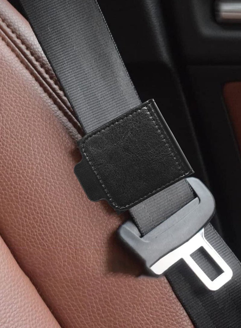 SYOSI Seat Belt Clip, Universal Comfort Car Seat Belt Adjuster Comfortable PU Leather Shoulder and Neck Belt Position Fixer Suitable for Children Adult Universal Car Seat Belt (4 Pieces Set, Black)  - Image 3