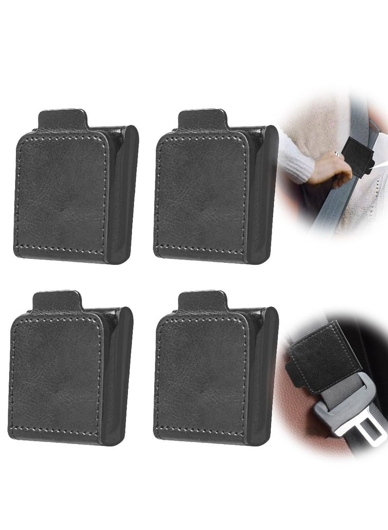 SYOSI Seat Belt Clip, Universal Comfort Car Seat Belt Adjuster Comfortable PU Leather Shoulder and Neck Belt Position Fixer Suitable for Children Adult Universal Car Seat Belt (4 Pieces Set, Black)  - Image 1