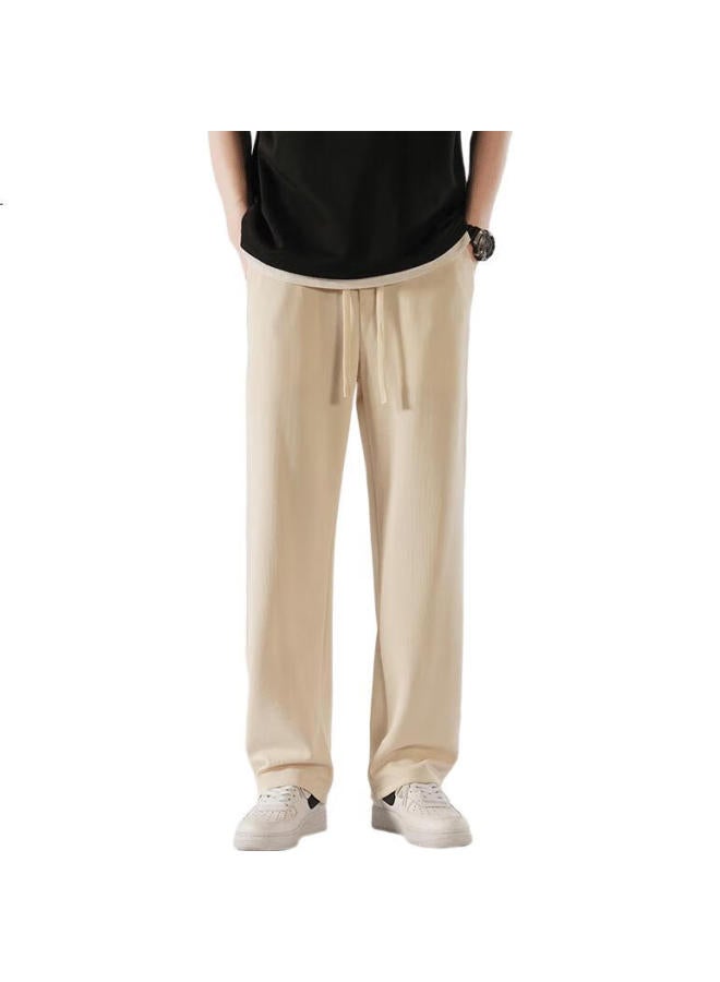 Dingfengbaoluo Casual Pants For Men, Spring And Summer Sports American-Style Loose Straight-Leg Trendy Fashion Versatile Sweatpants, Ddf30 Apricot 4Xl - Image 1