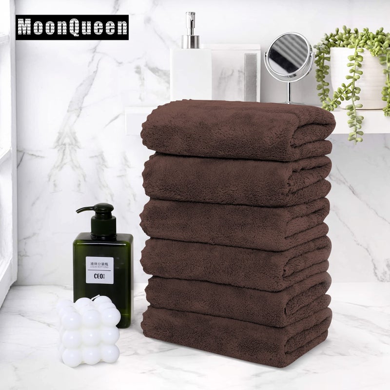 موون كوين Moonqueen 18 مناشف اليد المتميزة - تجفيف سريع - المناشف المصنوعة من الألياف الدقيقة من المناشف الامتصاصية للغاية - الاستخدام متعدد الأغراض كمنشفة يد دش في الفندق 16 × 28 بوصة (خشب بني)  - Image 5