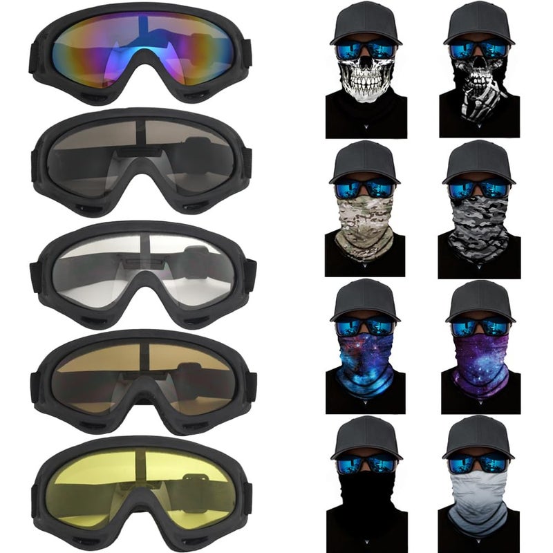 Aikelai 13 Packs Motorcycle Goggles with Motorcycle Face Cover Neck Gaiter Face Mask ATV Cycling Dirt Bike Gear Motorcycle Riding Glasses Motocross Sunglasses Motorcycle Accessories for MenWomen - Image 2