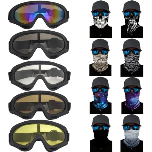 Aikelai 13 Packs Motorcycle Goggles with Motorcycle Face Cover Neck Gaiter Face Mask ATV Cycling Dirt Bike Gear Motorcycle Riding Glasses Motocross Sunglasses Motorcycle Accessories for MenWomen - Image 1