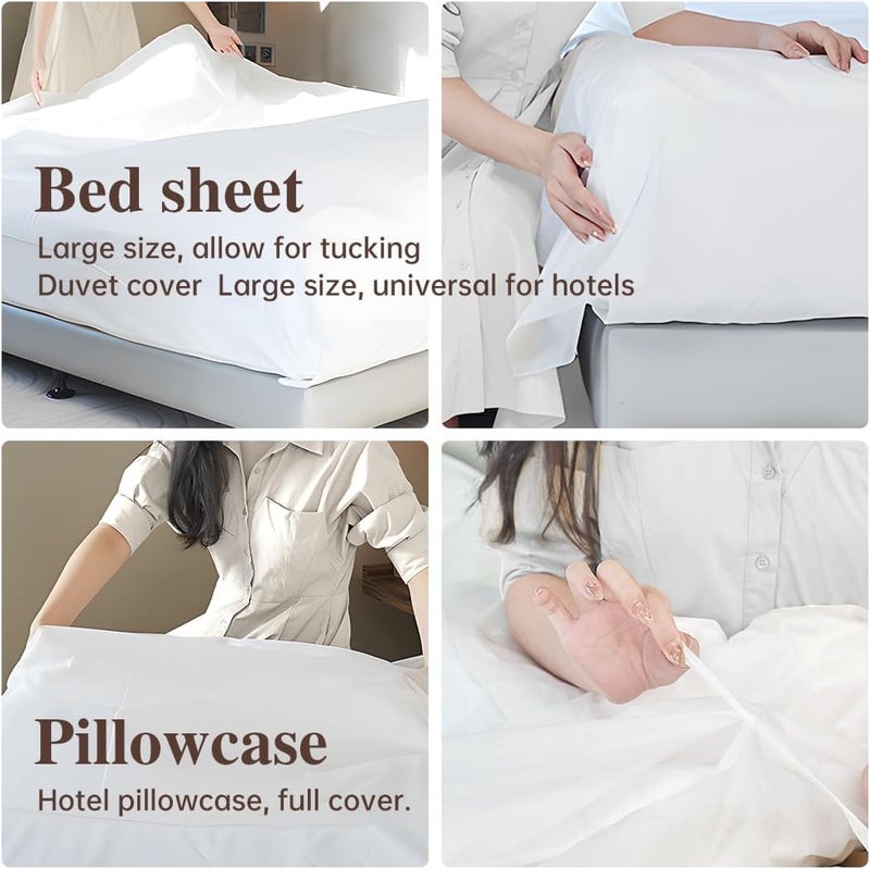 KRYLARDisposable Bed Sheets for Travel Business Trip HotelHospital Queen Sized Fitted Disposable Waterprrof Soft Travel Sheet with 1Sheet 1Quilt Cover and 2PillowcaseQueen 1 Pack - Image 2