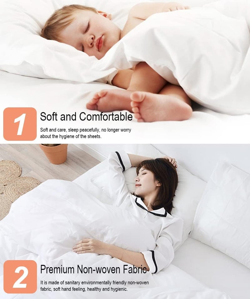 KRYLARDisposable Bed Sheets for Travel Business Trip HotelHospital Queen Sized Fitted Disposable Waterprrof Soft Travel Sheet with 1Sheet 1Quilt Cover and 2PillowcaseQueen 1 Pack - Image 5