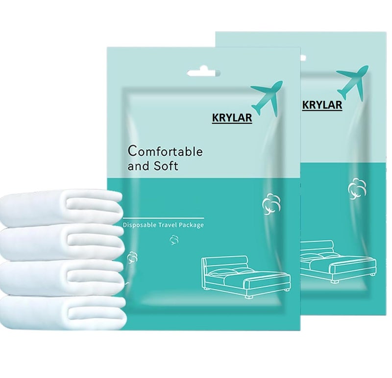 KRYLARDisposable Bed Sheets for Travel Business Trip HotelHospital Queen Sized Fitted Disposable Waterprrof Soft Travel Sheet with 1Sheet 1Quilt Cover and 2PillowcaseQueen 1 Pack - Image 1
