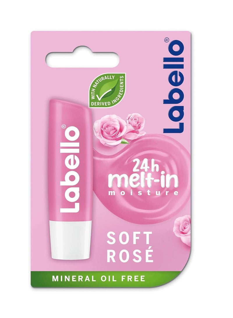 Labello Lip Balm Moisturising Lip Care Soft Rose 4.8g - Image 1
