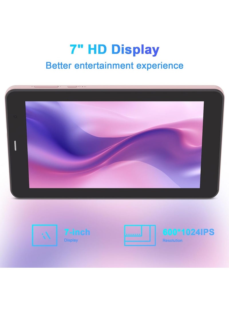 REBENUO 7 Inch Tablet,Android 13 Tablet,Quad Core Processor,8GB RAM 512GB ROM,512GB Expand,Dual Camera,Tablet with SIM, WiFi,Bluetooth,Case,StylusCM518 Pro (Pink) - Image 4