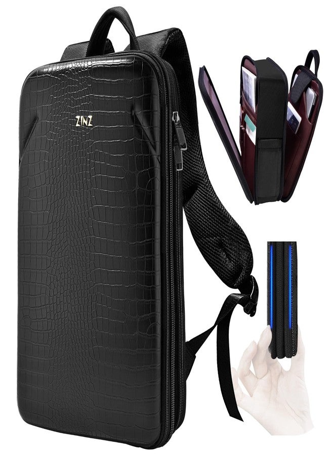 ZINZ Protective Laptop Backpack, Expandable Computer Bag Rucksack with Hard Leather Cover & 3 Compartments for 15 15.6 16 inch Notebooks, Ergonomic Shoulder Strap，B01K01 - Image 1