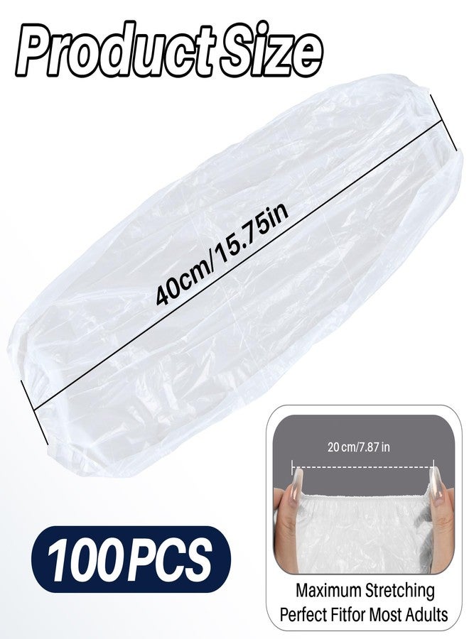 RAINFLOW 100 Pcs Disposable Arm Sleeves Covers- Plastic Sleeve Protectors for Arms Waterproof Oilproof Disposable Oversleeves Covers for Painting, Cleaning, Repairing, Tattooing, Cooking - Image 5