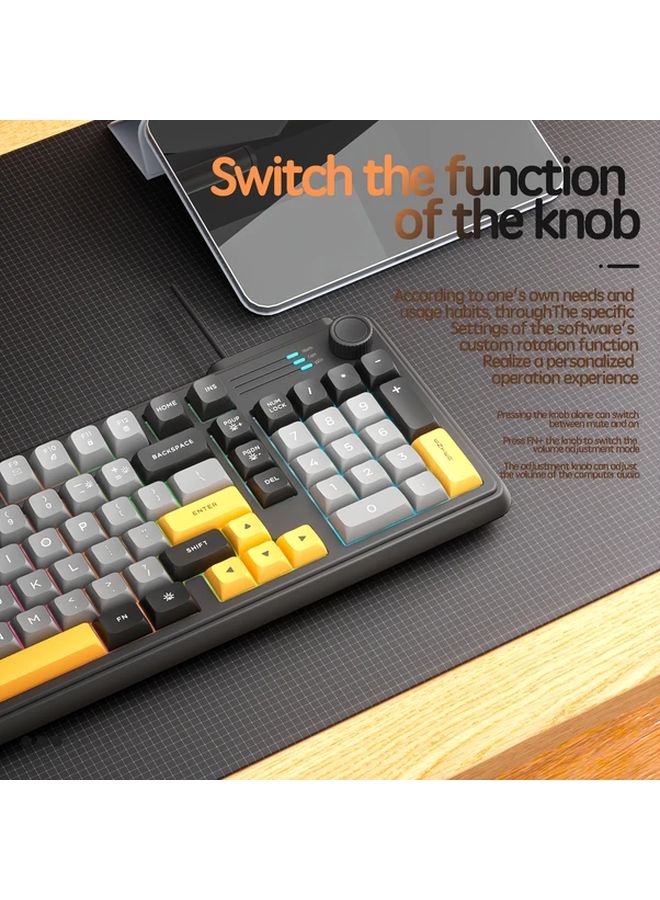 Wired Silent Gaming Keyboard With Rainbow Backlight Multimedia Knobs And Glacier Blue Color - Image 5