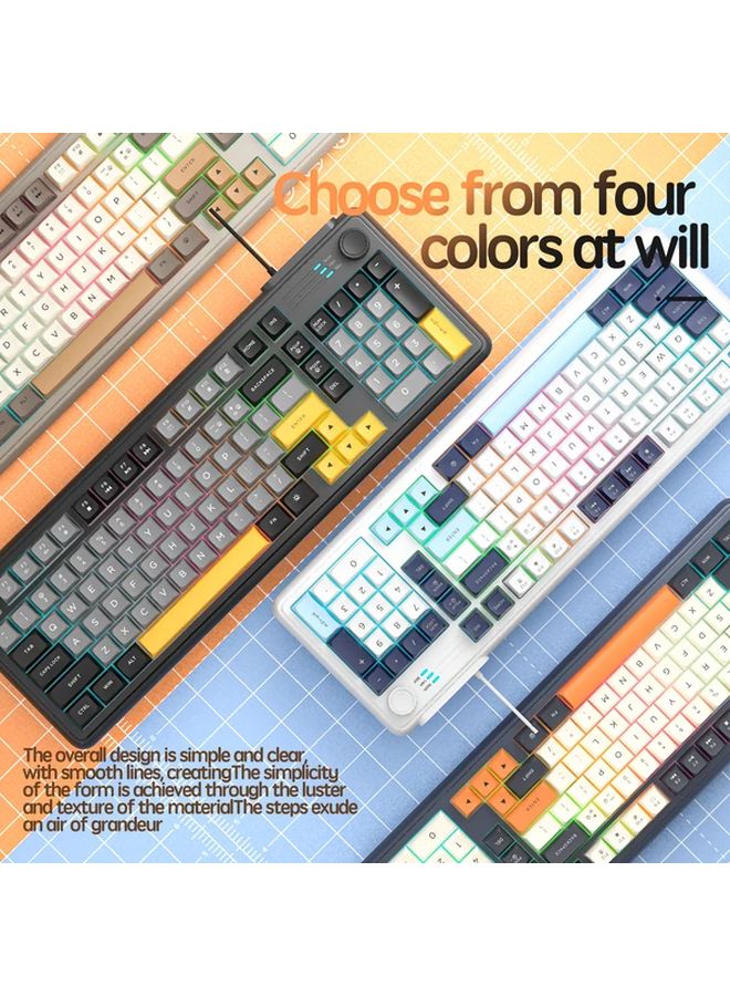 Wired Silent Gaming Keyboard With Rainbow Backlight Multimedia Knobs And Glacier Blue Color - Image 2