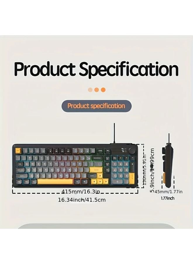 Wired Silent Gaming Keyboard With Rainbow Backlight Multimedia Knobs And Glacier Blue Color - Image 3