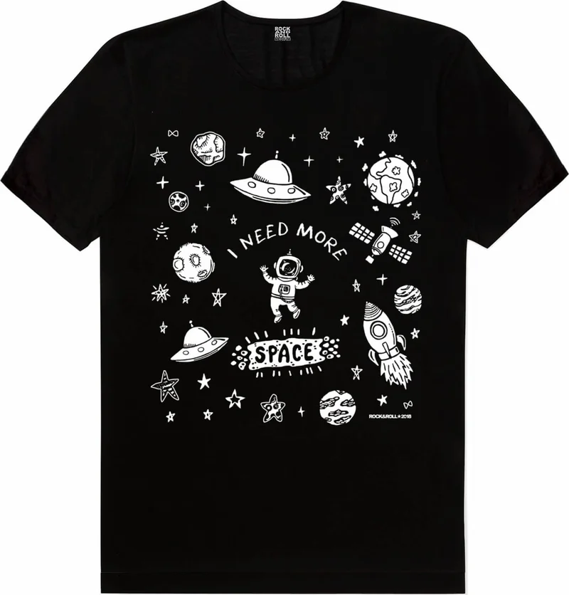 Rock&Roll Astronaut in Space Black Short Sleeve Women's T-Shirt