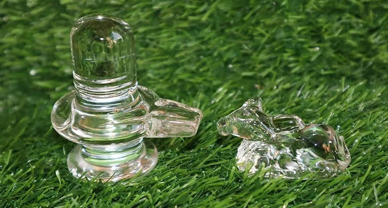 A & S VENTURES A&S Ventures Natural Crystal Sphatik Shivling with Nandi for Puja, Table-Home Decor, Car Dashboard and Gift (Size 5cm Approx) - Image 3