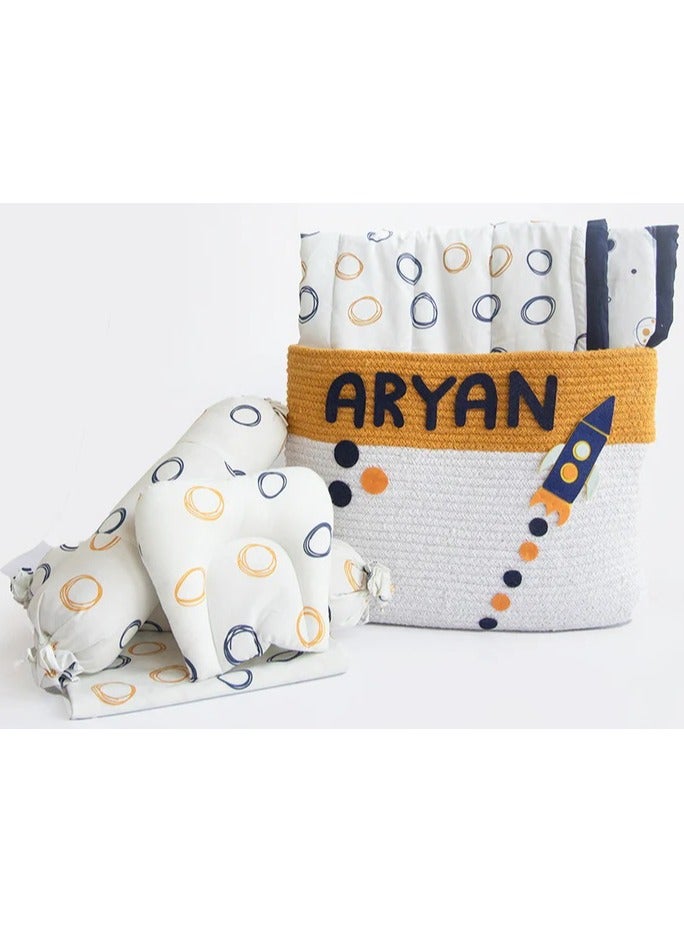 Yellow Doodle Organic Bedding Gift Basket - Doodle Circles - Image 1