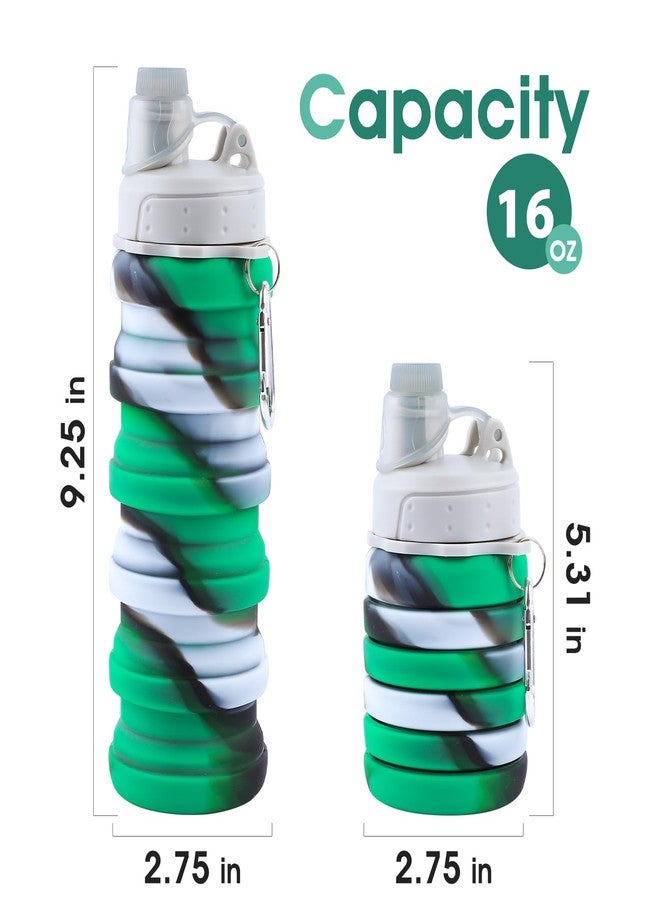 MAKERSLAND Collapsible Water Bottle for Adults, Boys, Students, Kids, Reusable Silicone Foldable Water Bottles for Travel Camping Hiking, Portable Sports Water Bottle,Green - Image 2