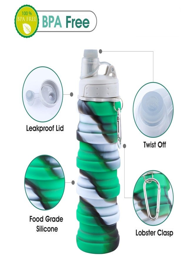 MAKERSLAND Collapsible Water Bottle for Adults, Boys, Students, Kids, Reusable Silicone Foldable Water Bottles for Travel Camping Hiking, Portable Sports Water Bottle,Green - Image 3
