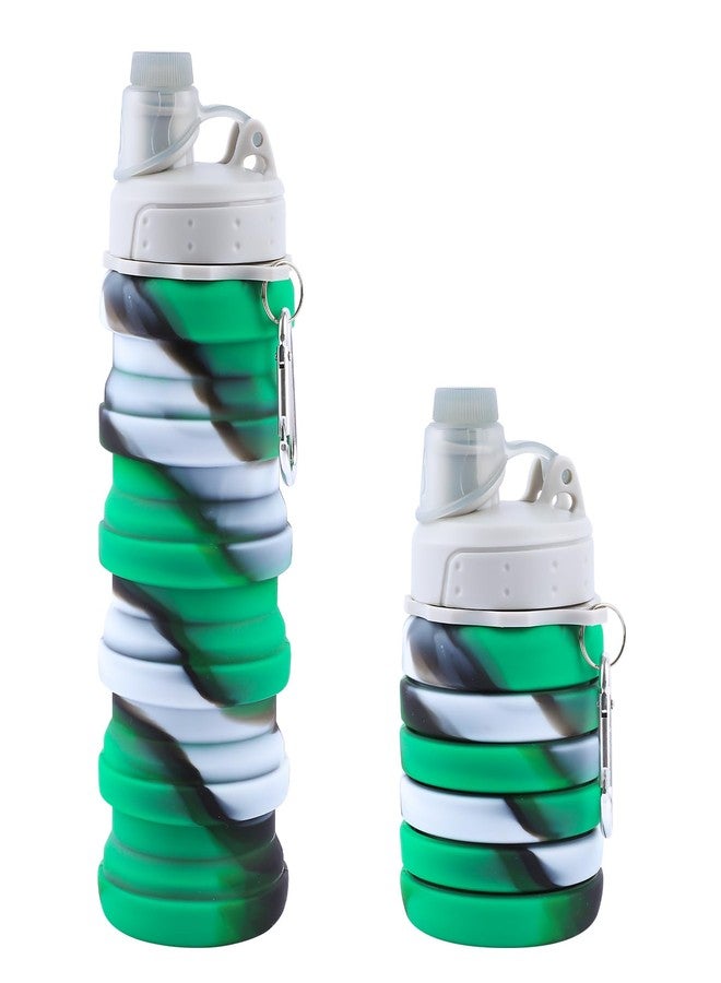 MAKERSLAND Collapsible Water Bottle for Adults, Boys, Students, Kids, Reusable Silicone Foldable Water Bottles for Travel Camping Hiking, Portable Sports Water Bottle,Green - Image 1