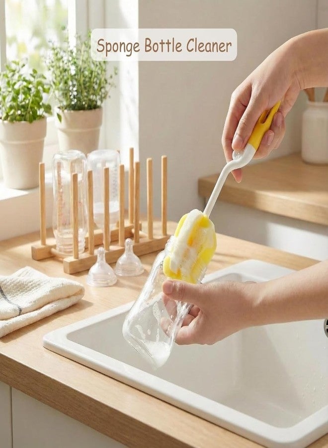 MOKVEE 5 in 1 Baby Bottle Cleaning Brush Set | Feeding Bottle Cleaner Kit with Nipple Brush, Straw Brush & Sponge Cleaner - Image 3
