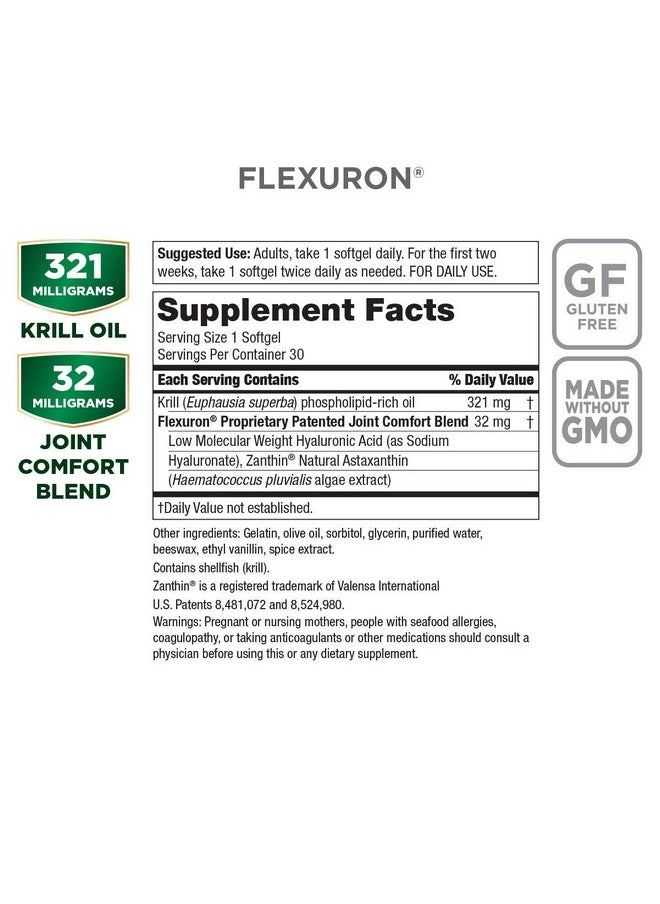 Purity Products - Flexuron Joint Formula 3X Better Than Glucosamine And Chondroitin Starts Working In Just 7 Days Krill Oil Low Molecular Weight Hyaluronic Acid Astaxanthin 30 Count (1) - Image 1