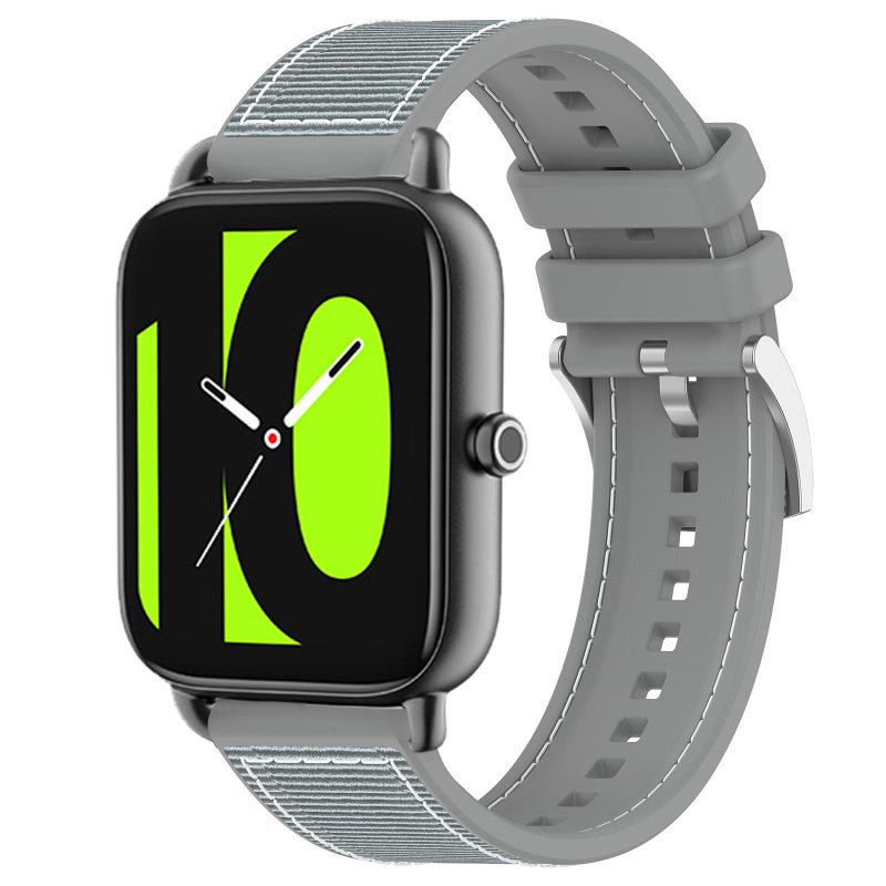 erorex 20Mm For Xiaomi Haylou Rs4 Plus Ls11 / Ls12 Hybrid Nylon Braid Silicone Watch Band(Grey) - Image 1