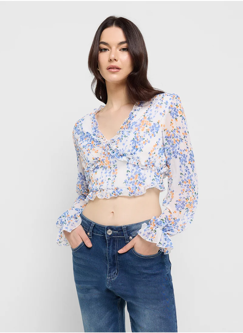 Ginger V Neck Floral Blouse
